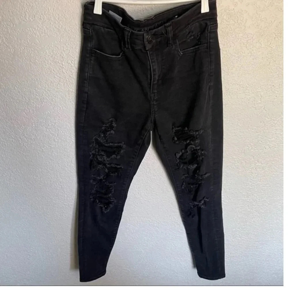 American Eagle next level stretch ripped curvy high waisted jegging